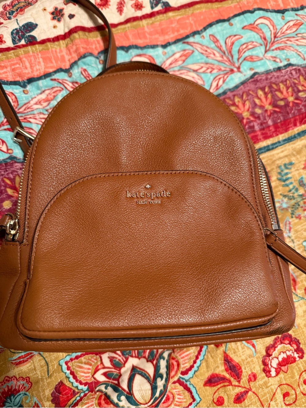 kate spade Small Leather Backpack in Cognac Brown